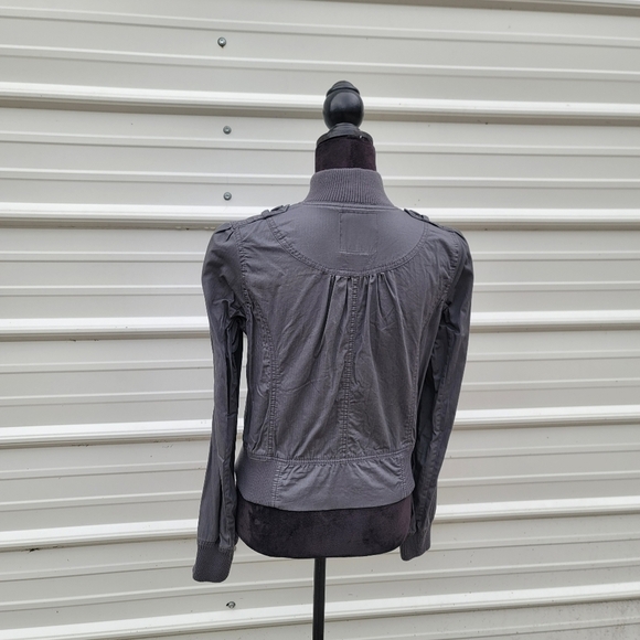 Miley Cyrus Max Azria Juniors Sz L Jacket Zip Lightweight Casual Gray Pockets - Picture 9 of 10